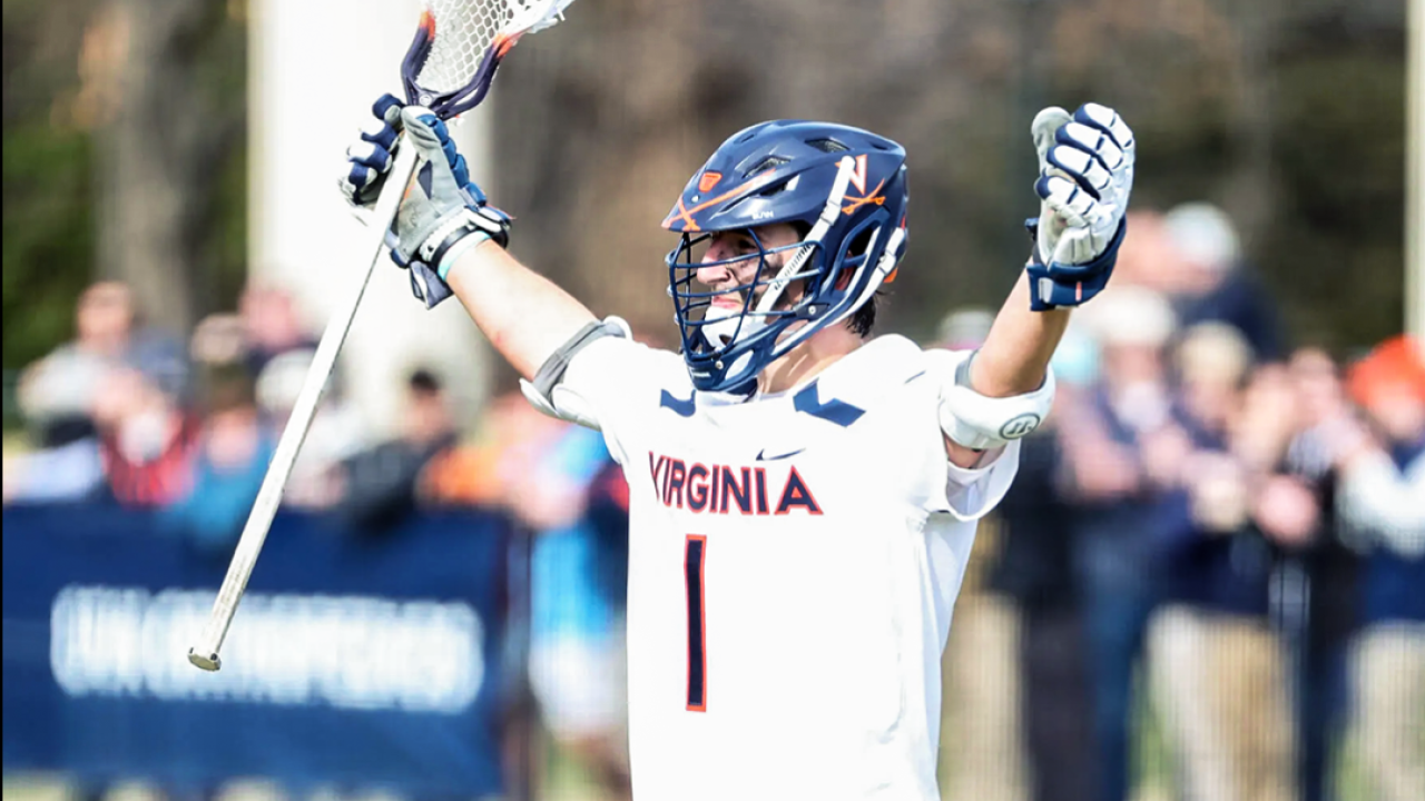 Are you not entertained? Connor Shellenberger leads a UVA offense that scored 20 goals in the first half against Harvard.