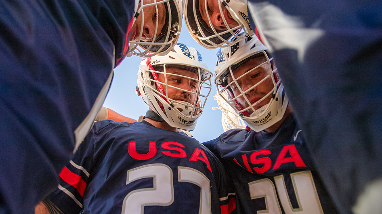 Jake Richard (27) is the senior member of a U.S. short-stick defensive midfield group that has excelled during the World Lacrosse Men's Championship in San Diego.