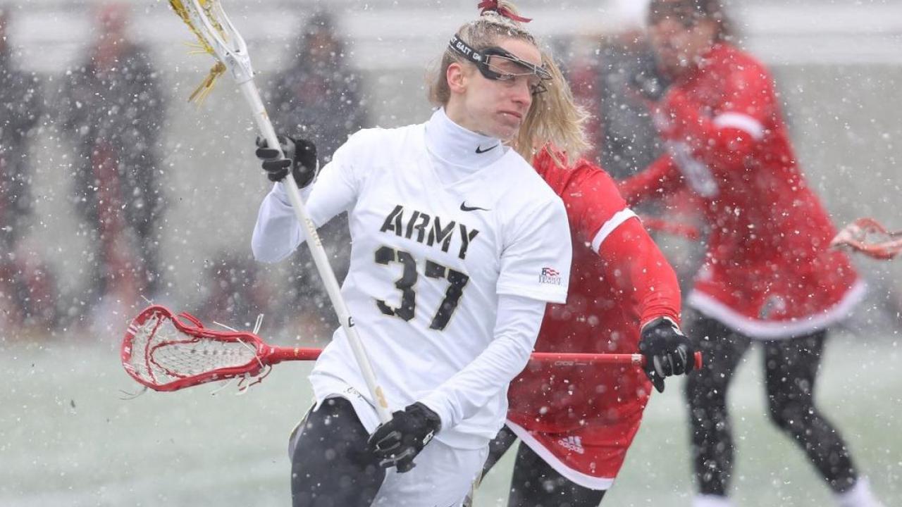 Jolie Riedell had two goals and four draw controls in a 10-5 win over Rutgers.