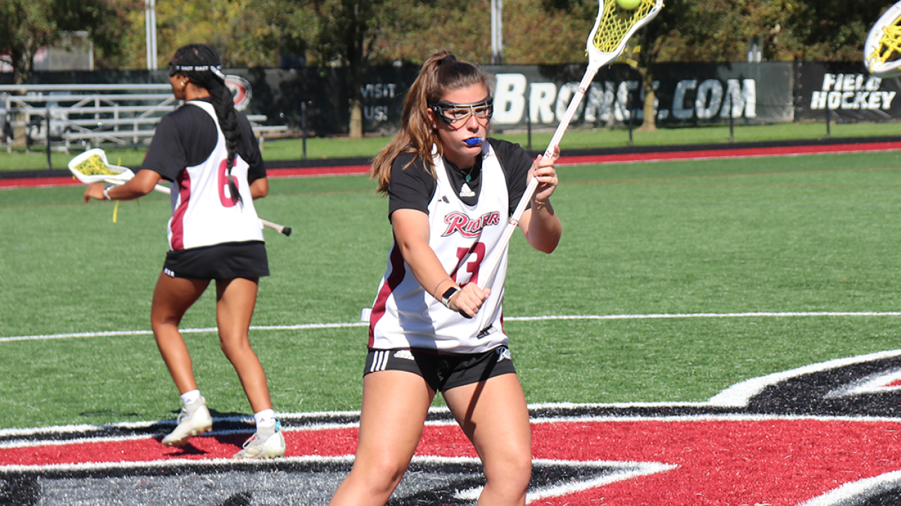 Rider women's lacrosse players practice during fall ball.