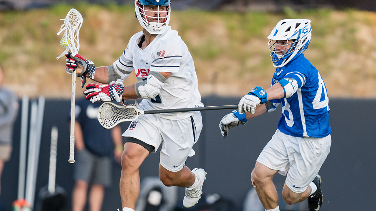 Rob Pannell (3) surpassed Mark Millon as the all-time leading scorer in U.S. history with two goals and an assist in a 19-3 win over Israel in the World Lacrosse Men's Championship quarterfinals Wednesday.