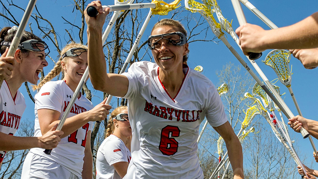 Maryville's Sydney Tiemann set a new NCAA Division II women’s lacrosse record with her 106th goal of the season Friday in No. 7 Maryville’s 26-11 win over Rockhurst.