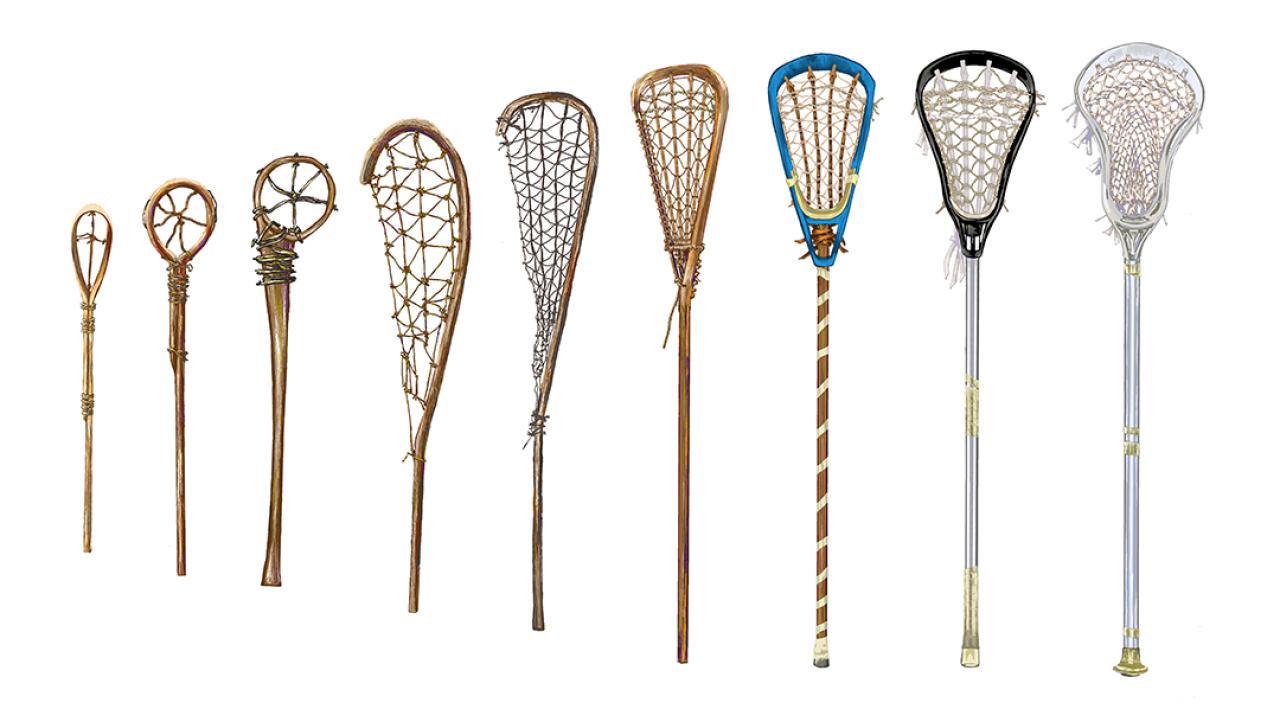 Evolution of the lacrosse stick, an illustration Vincent Ricasio