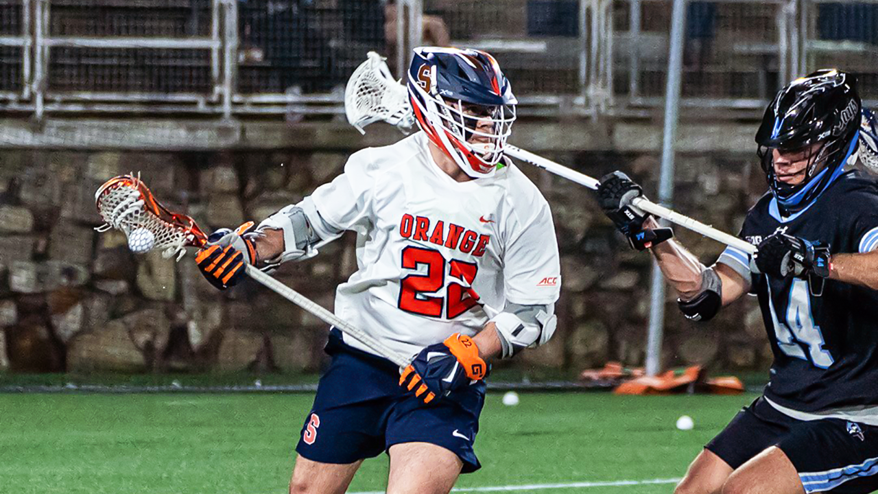 Syracuse's Joey Spallina in action against Johns Hopkins at the Crown Lacrosse Classic