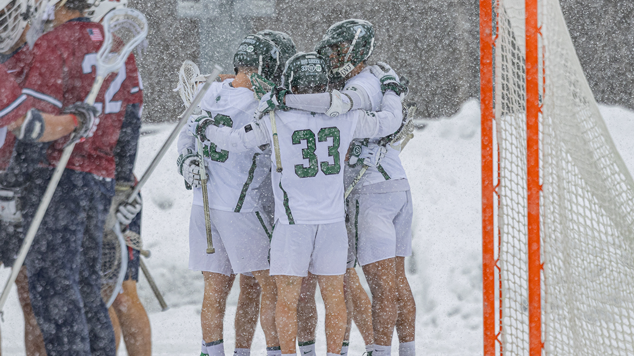 Dartmouth men's lacrosse huddle.