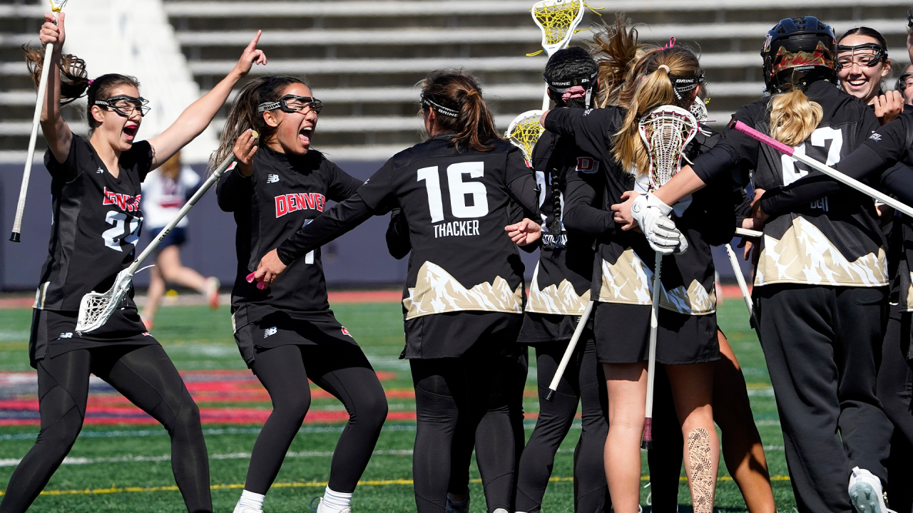 Denver celebrates its win over Stony Brook on Monday afternoon.