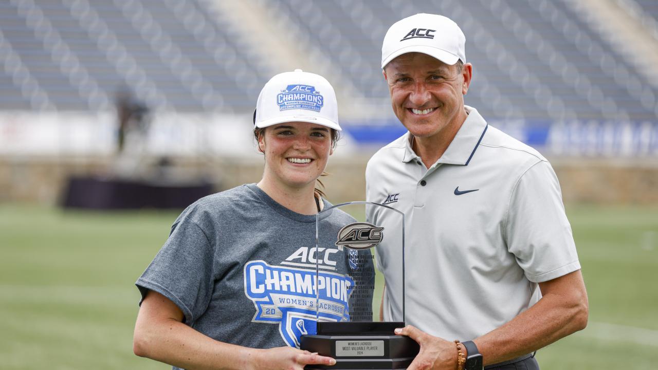 Sydney Scales with the 2024 ACC Championship MVP trophy