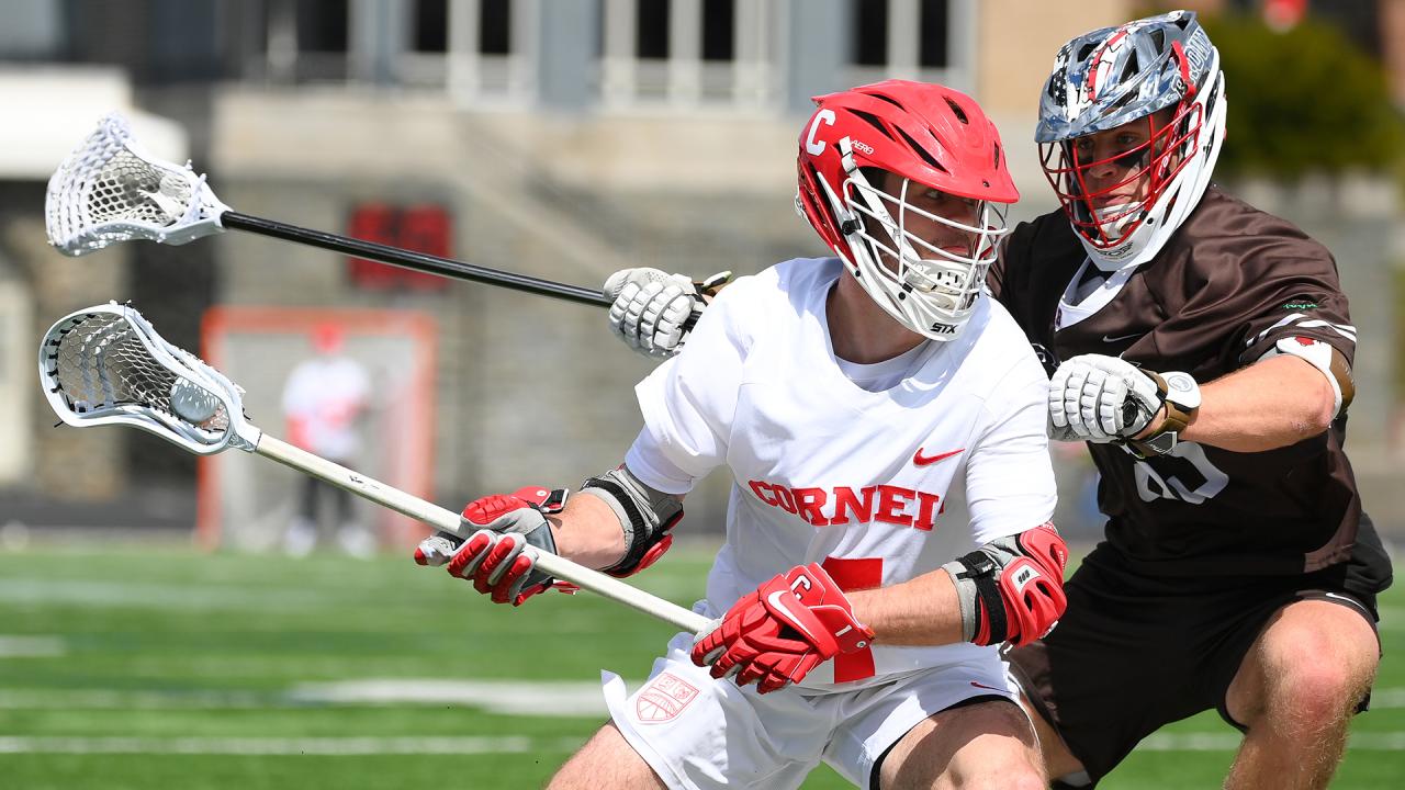 Cornell men's lacrosse action image against Brown