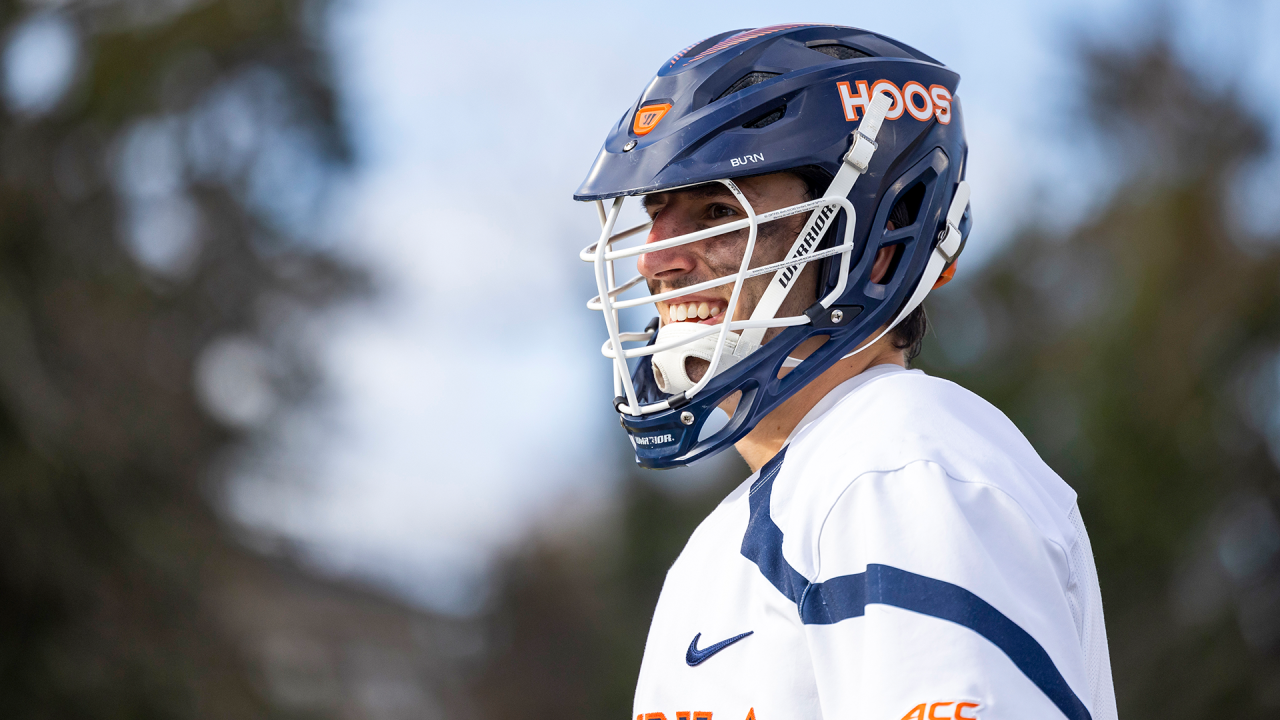 Virginia lacrosse player Connor Shellenberger pictured before the Cavaliers' game against Johns Hopkins