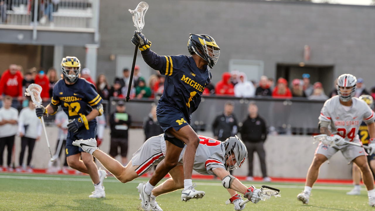 Action image from Michigan men's lacrosse game at Ohio State
