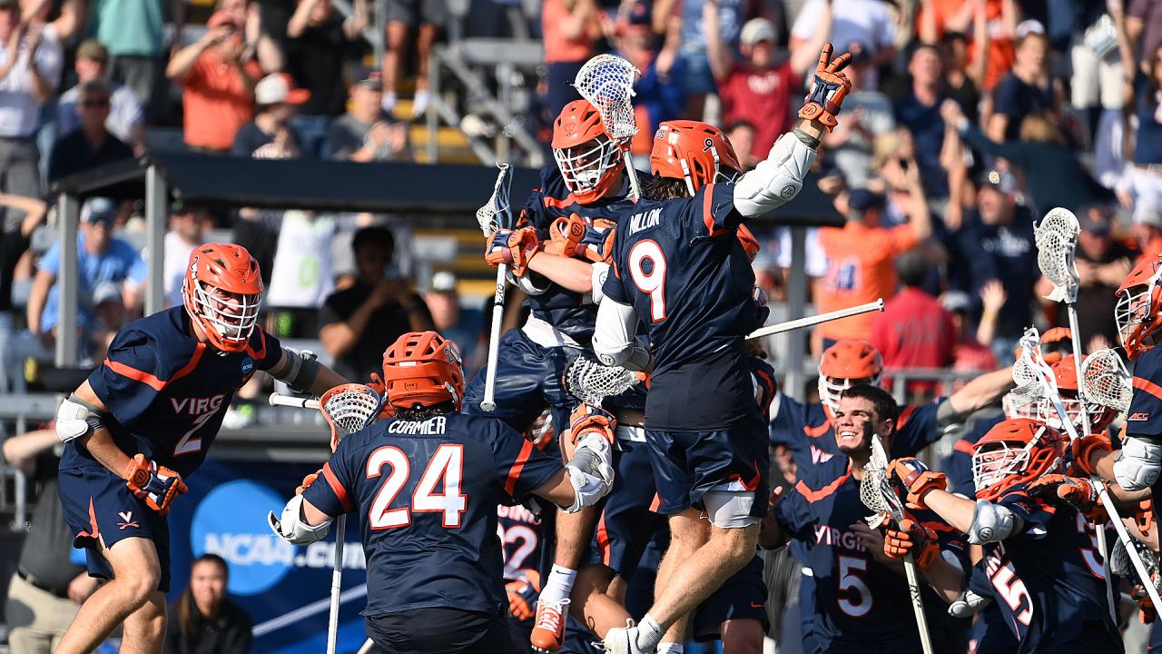 Connor Shellenberger celebrates with his teammates after scoring the winner in double overtime.