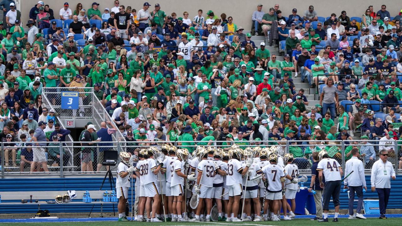 A sea of Notre Dame green at Hofstra's Shuart Stadium.