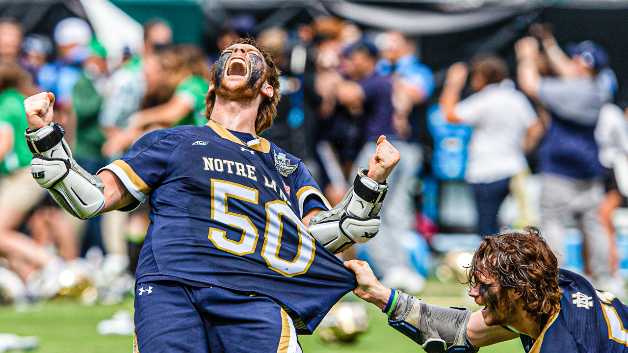 Chris and Pat Kavanagh after winning the 2023 NCAA championship with Notre Dame in Philadelphia.