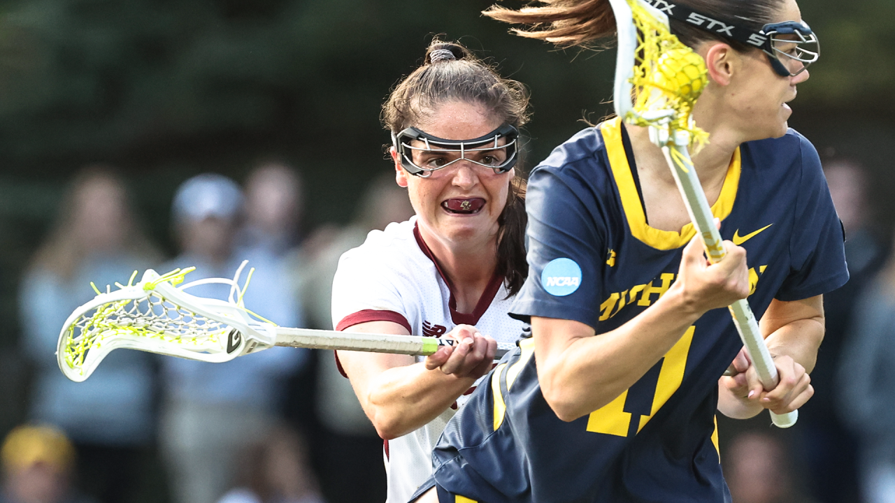 Boston College women's lacrosse defender Sydney Scales in action during the NCAA quarterfinals against Michigan