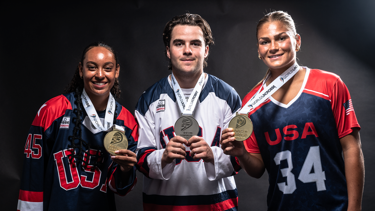 Kayla Wood, Joey Spallina and Kori Edmonson with world championship medals
