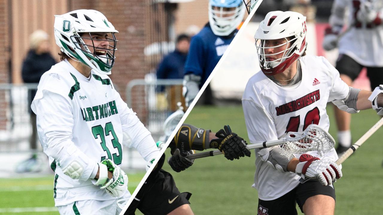 Dartmouth and UMass men's lacrosse players