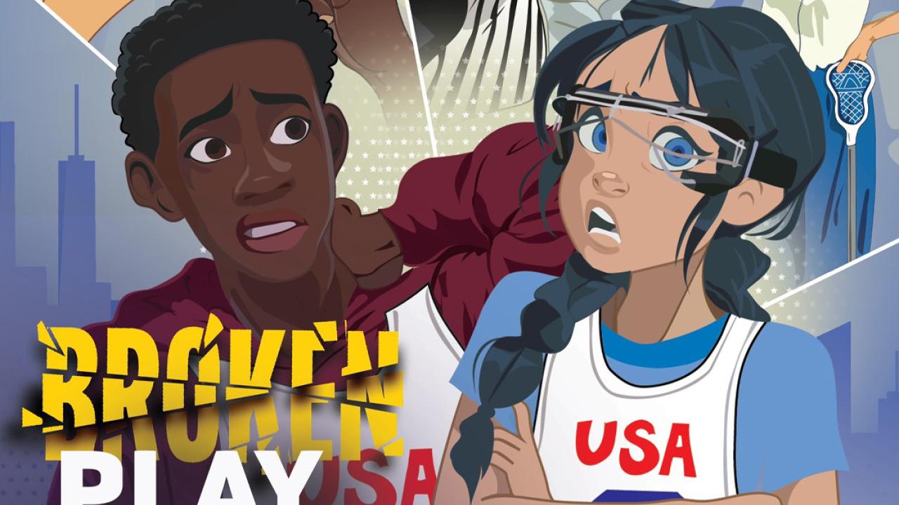 Cartoon youth lacrosse players feel the anxiety of poor sportsmanship