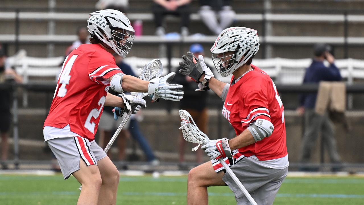 Ohio State players celebrate a goal