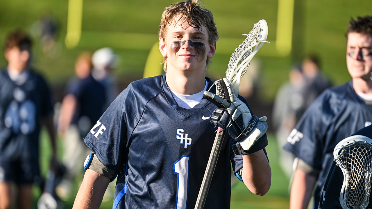 Seton Hall Prep (N.J.) boys' lacrosse player after a win at St. Paul's (Md.)
