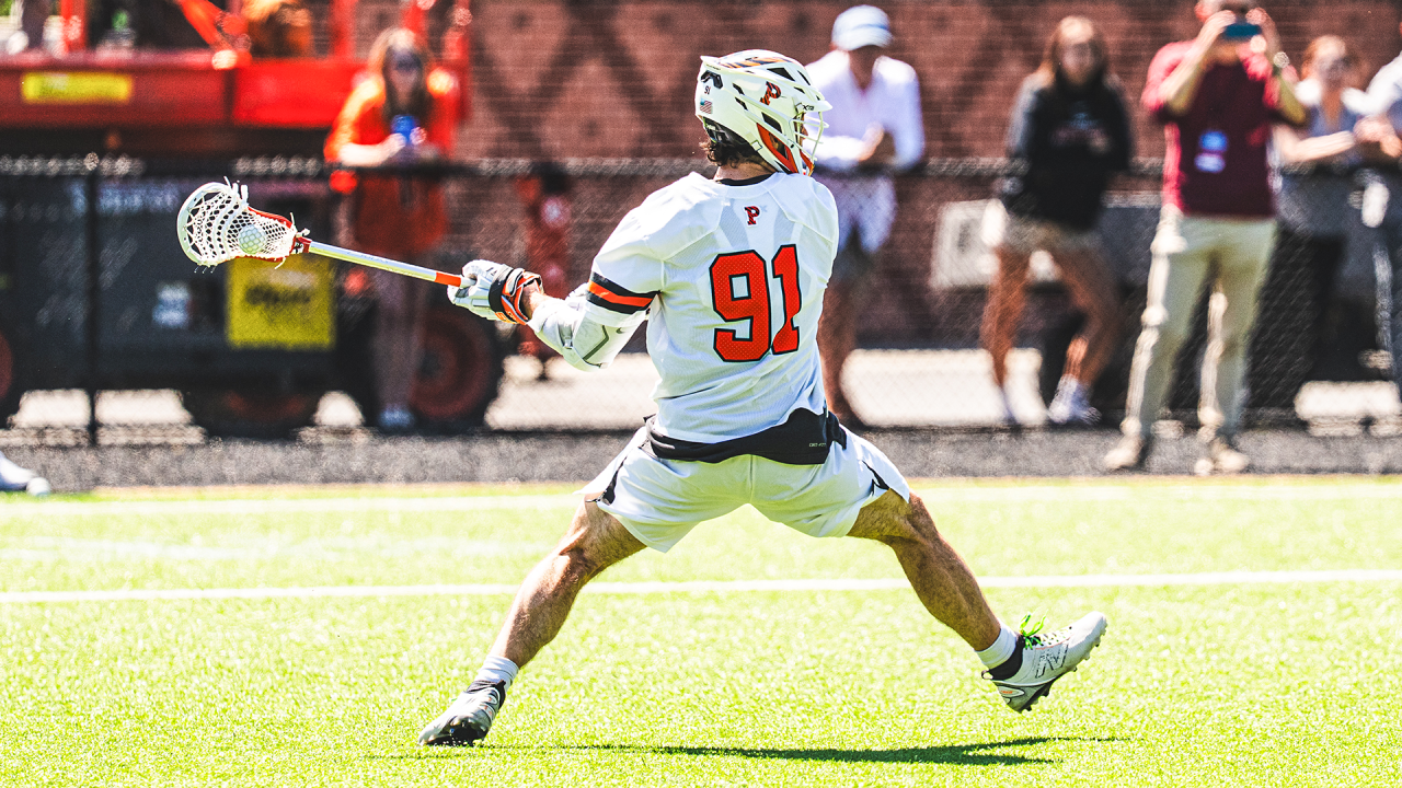 Coulter Mackesy uncorks the shot that would be his 164th career goals, setting a new Princeton single-season record.