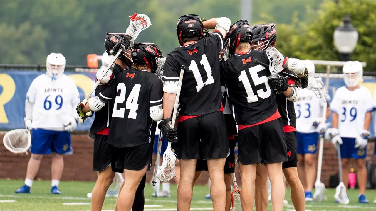 Maryville men's lacrosse huddle