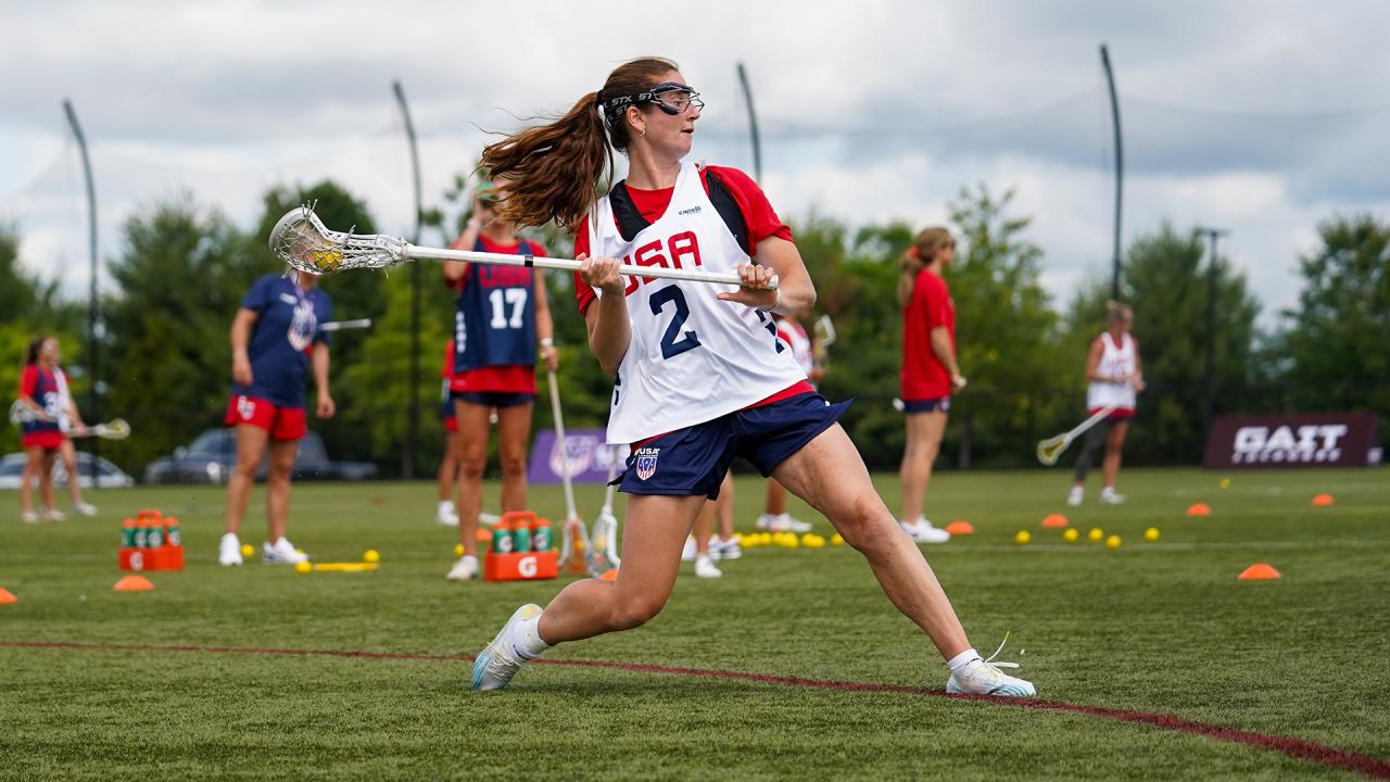 Sam Apuzzo gets ready to shoot during USA training camp