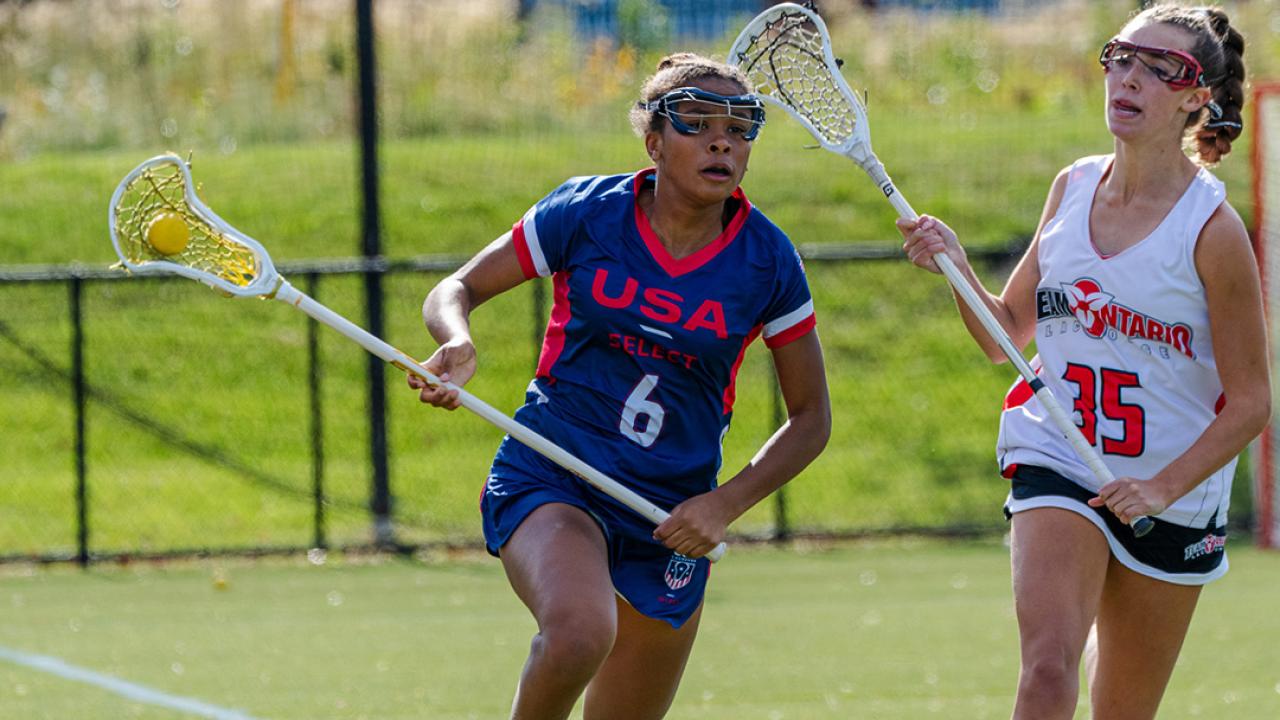 Gabriella Johnson runs upfield with the ball during the 2024 Brogden Cup