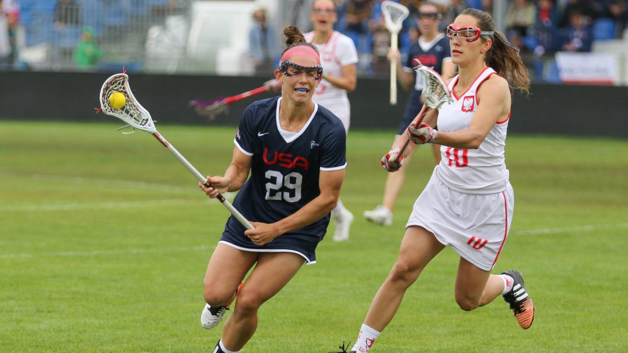 Megan Douty carries the ball against Poland during the World Games in 2017.
