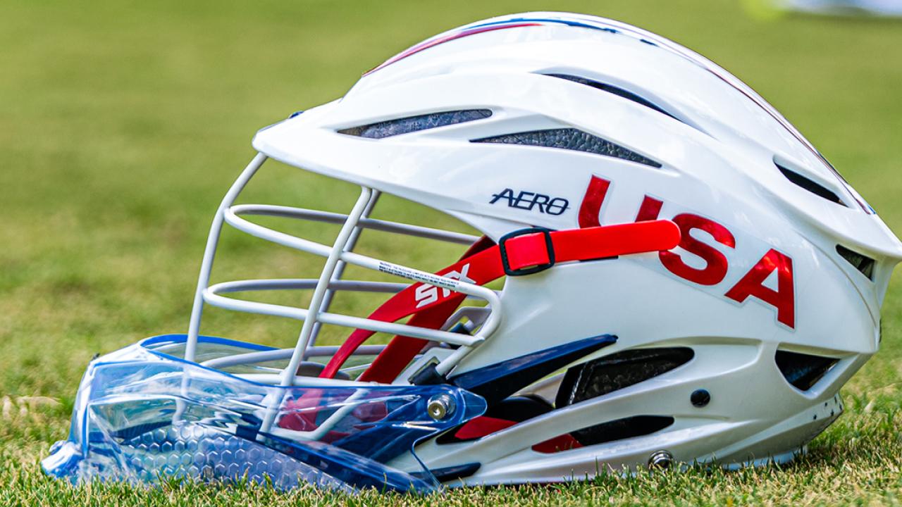 STX Aero helmet on the grass with USA lettering