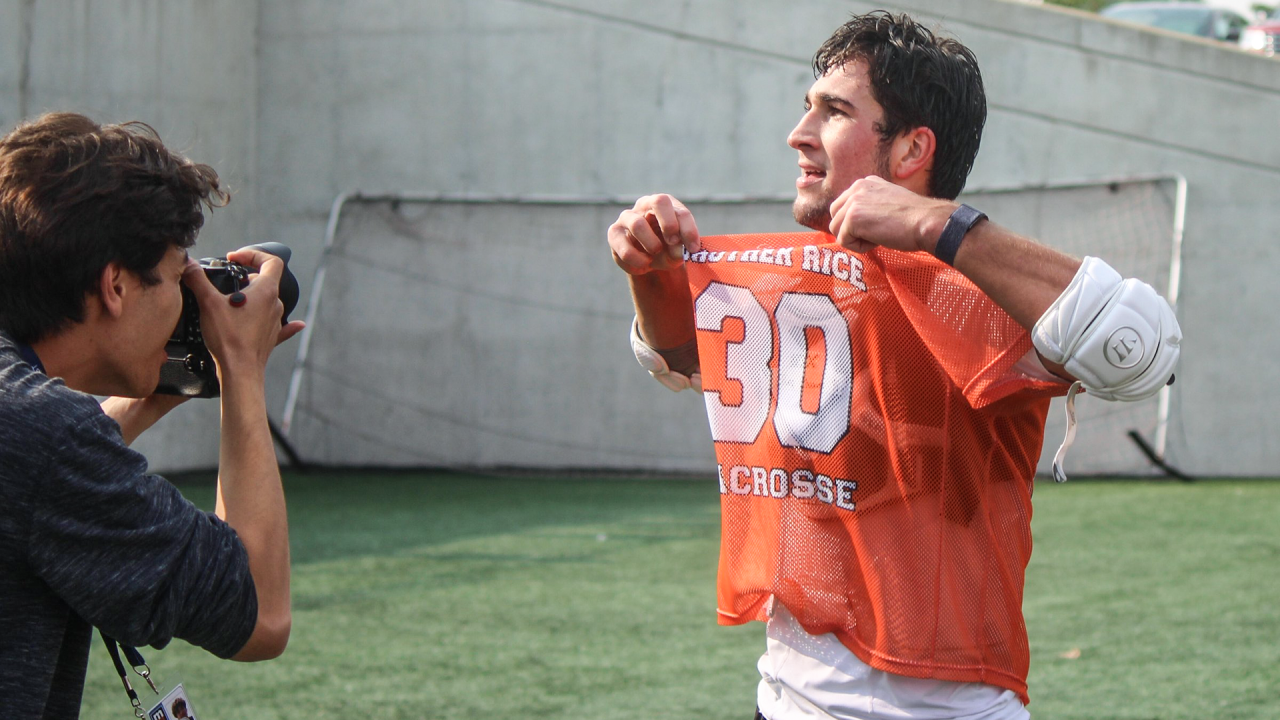 Ben Waechter of Brother Rice (Mich.) lacrosse celebrates following the state championship game