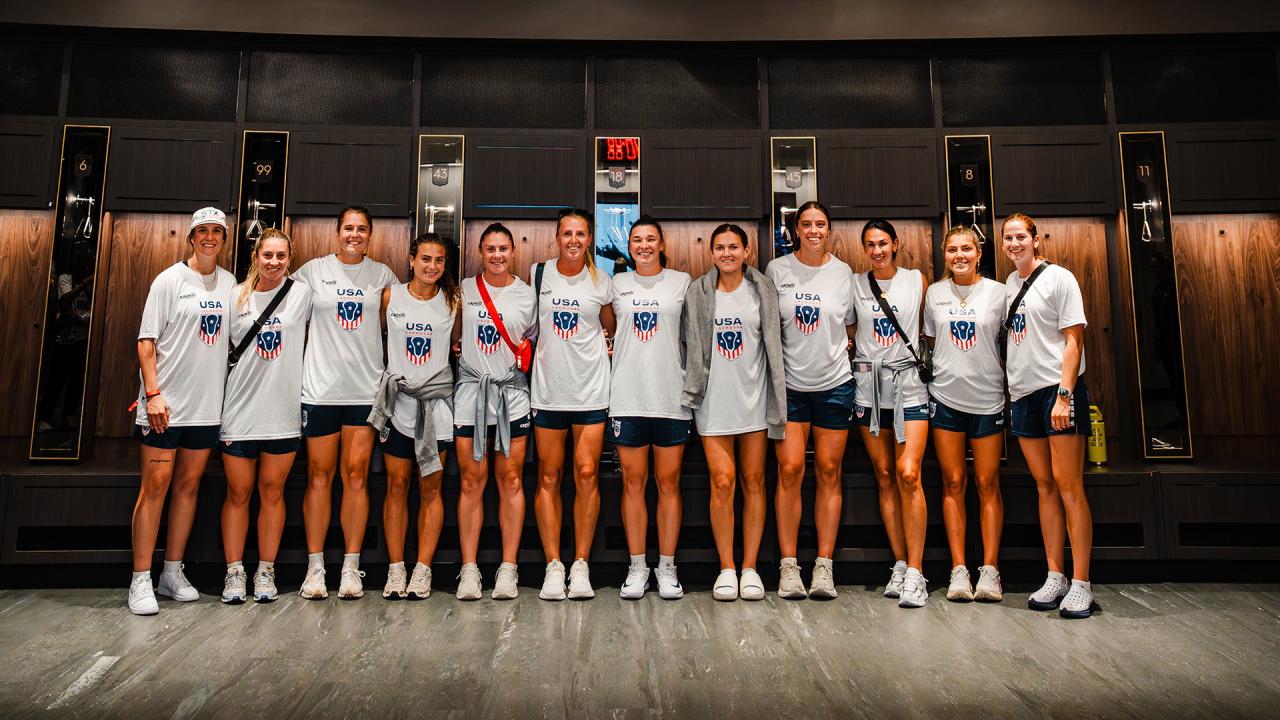 Team photo of 2025 USA women's sixes team ahead of the World Games.