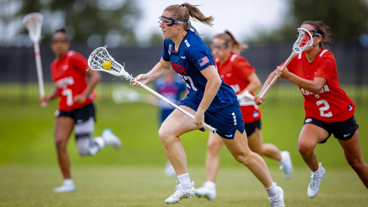 Izzy Scane clears the ball during the 2025 PALA championship game against Canada