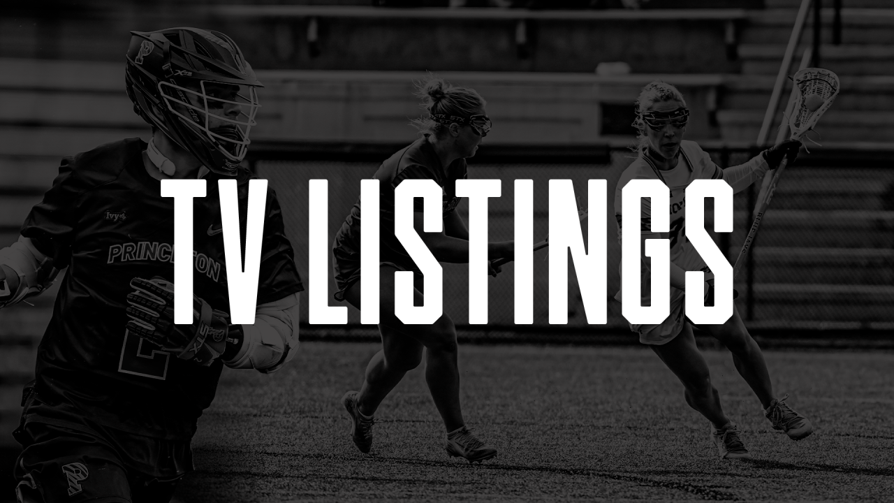 TV Listings graphic with college lacrosse action photos in background
