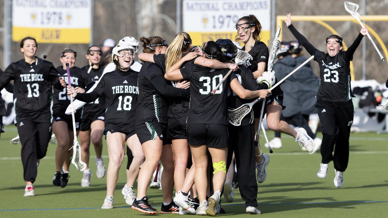 Slippery Rock celebrates an upset win over West Chester