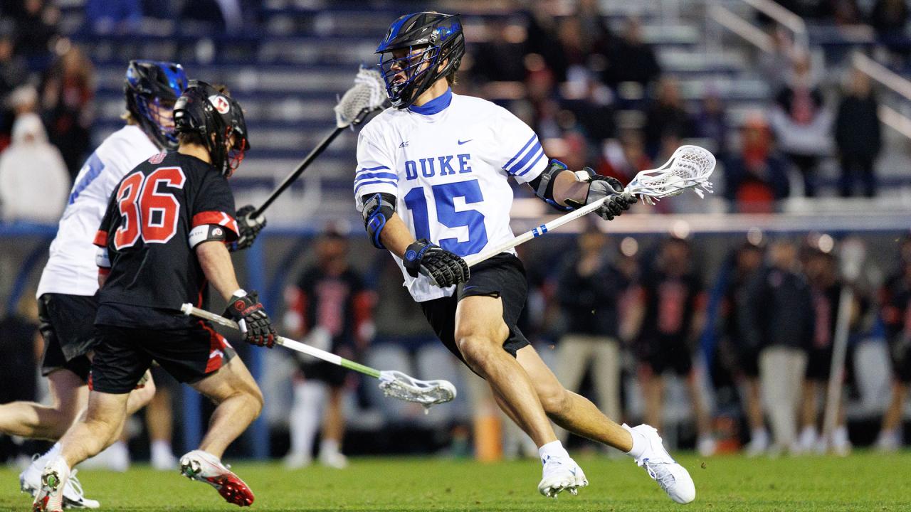 Max Sloat carries the ball for Duke against Utah in a game earlier this season
