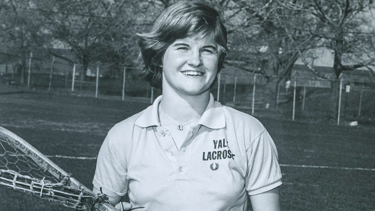 Anne Keating as a women's lacrosse player at Yale