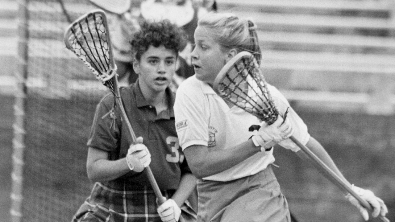 Cynthia Mathes Howard as a women's lacrosse player at Virginia