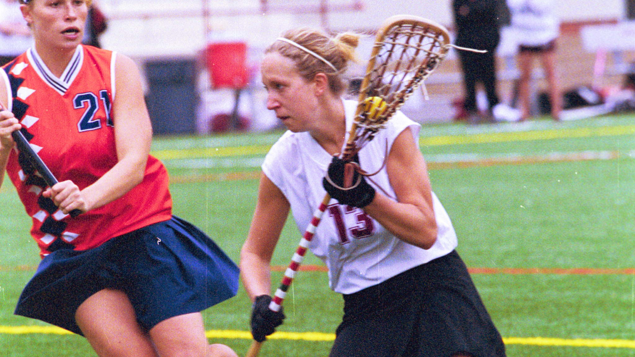 Lucy Lang as a women's lacrosse player at Swarthmore