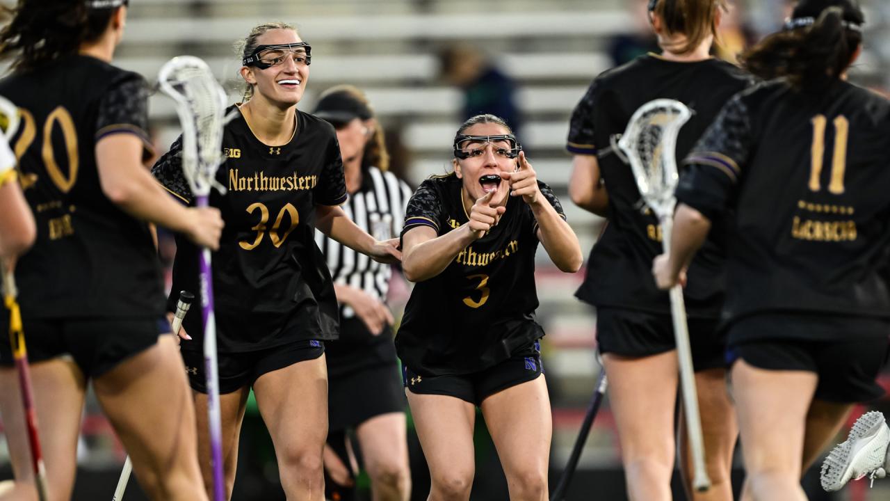 Northwestern celebrates a goal against Maryland