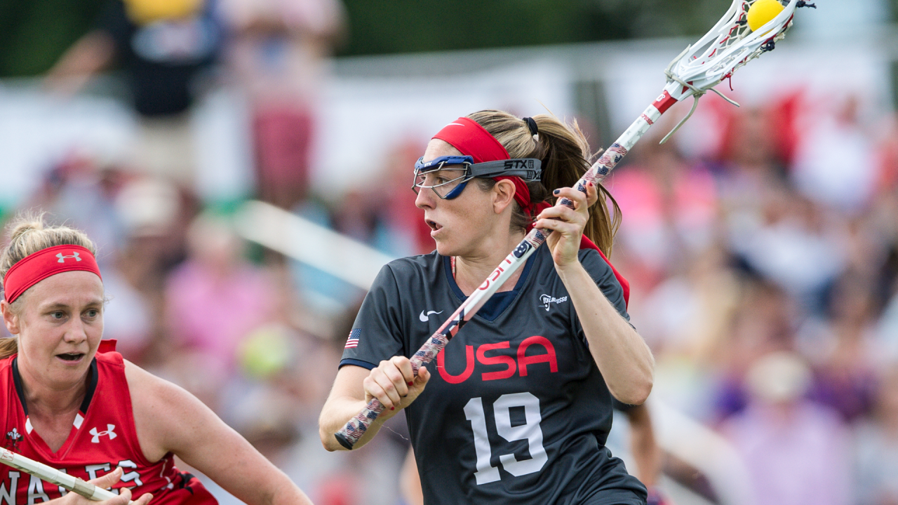 Sarah Bullard McDaniel as a women's lacrosse player with the U.S. National Team