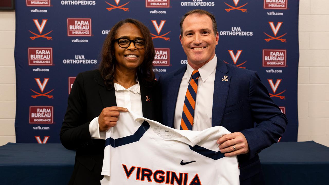 Virginia head coach Kevin Cassese with AD Carla Williams