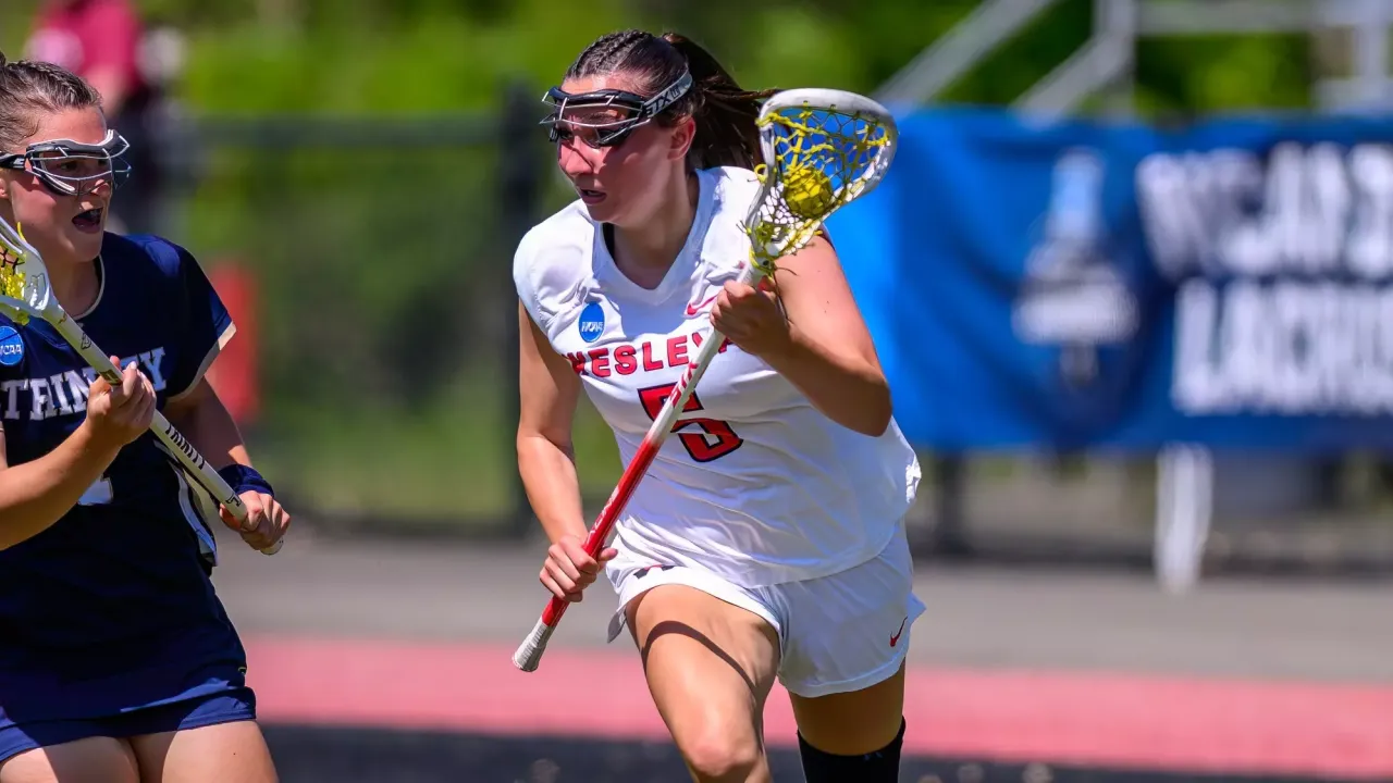Lindsey Diomede of Wesleyan women's lacrosse in NCAA tournament game against Trinity