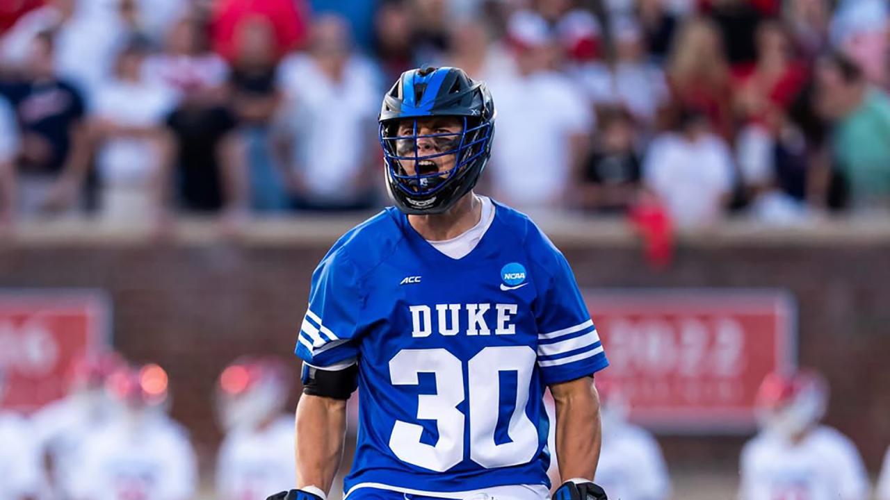 Duke's Connor Nolen yells during the NCAA tournament game against Richmond