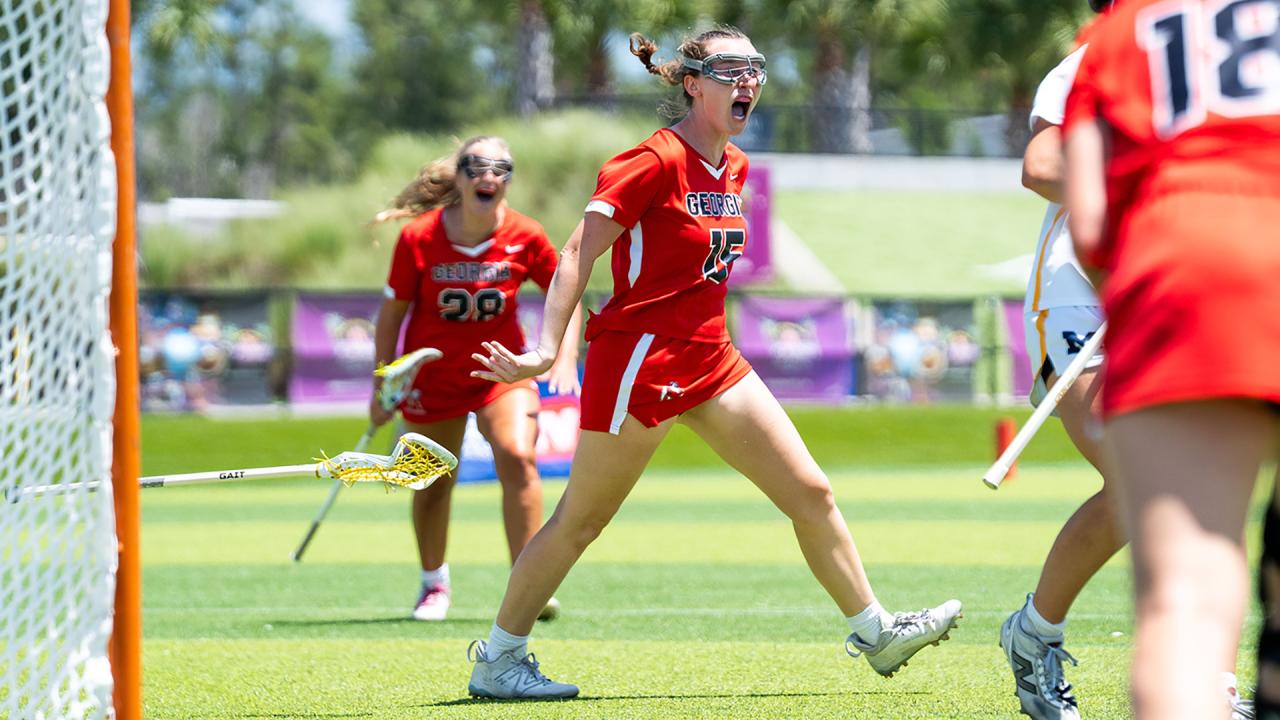 Georgia players celebrate a goal during their WCLA semifinal victory