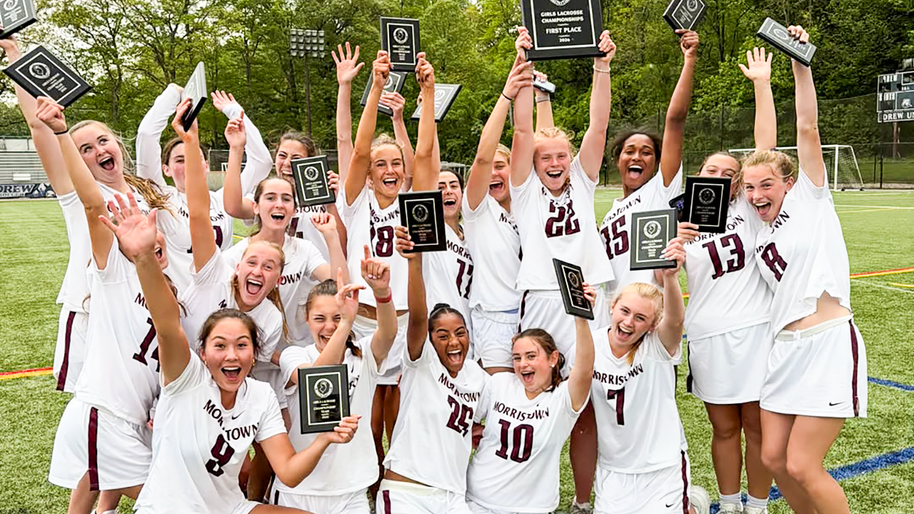 Morristown (N.J.) girls' lacrosse players celebrate county championship