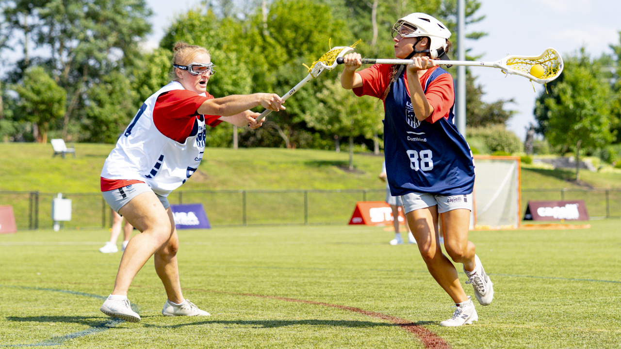 Amalia Neto looks to pass during the USA Lacrosse National Team Development Program Combine
