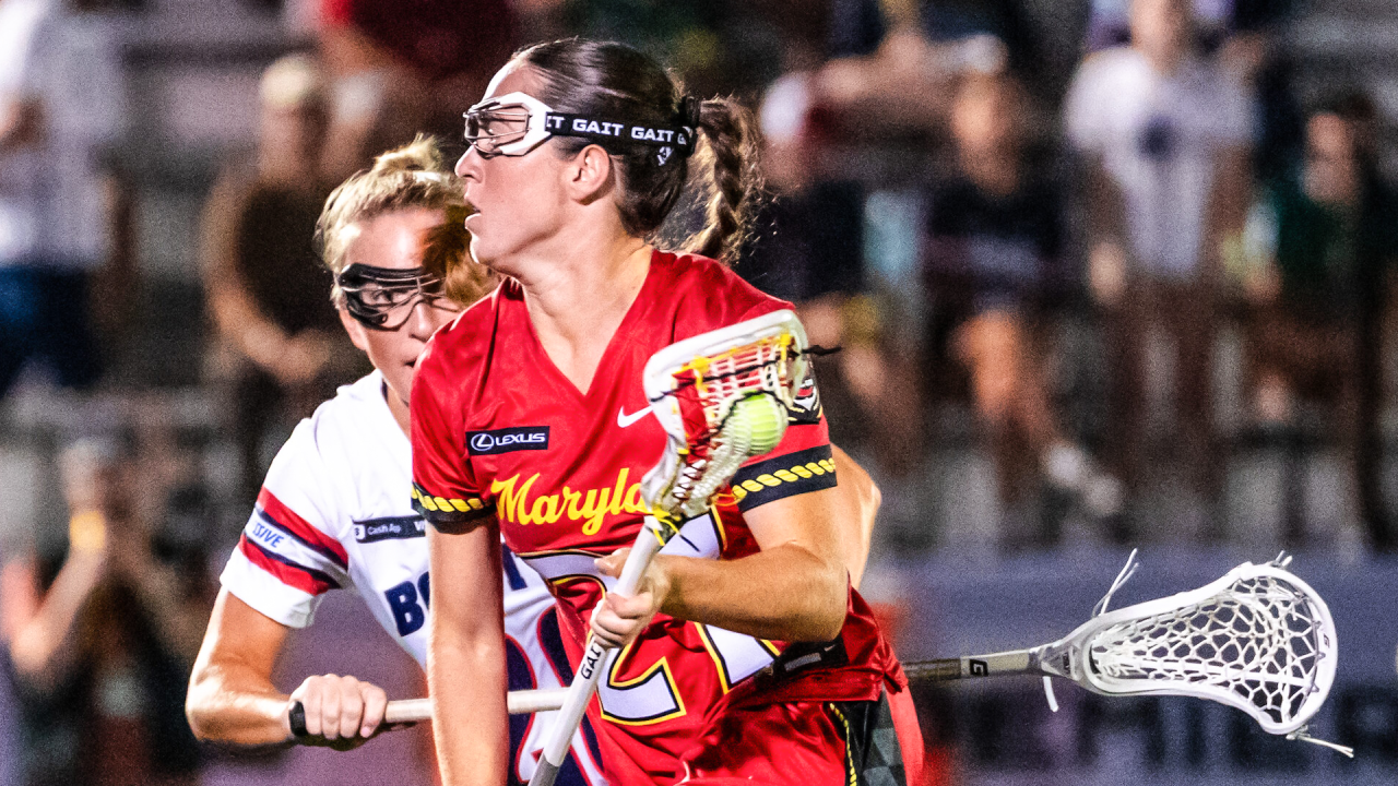 Maryland Charm midfielder Brigid Duffy drives to the goal during a July 17 game against the Boston Guard in Fairfield, Conn.