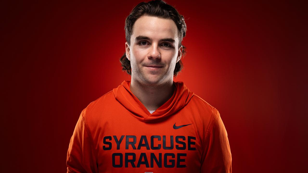 Portrait of Joey Spallina in Syracuse Orange hoodie
