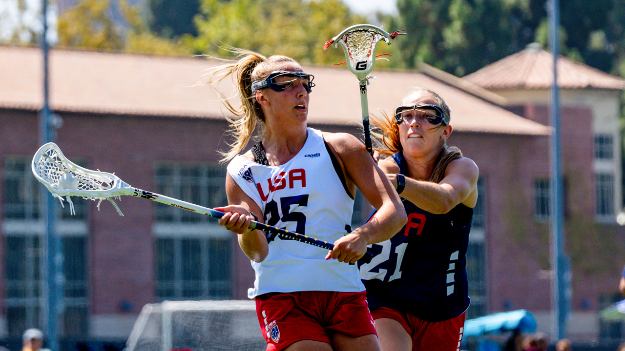 Madison Taylor dodges against Katie Goodale during the U.S. Women's National Team's staging camp in Los Angeles.