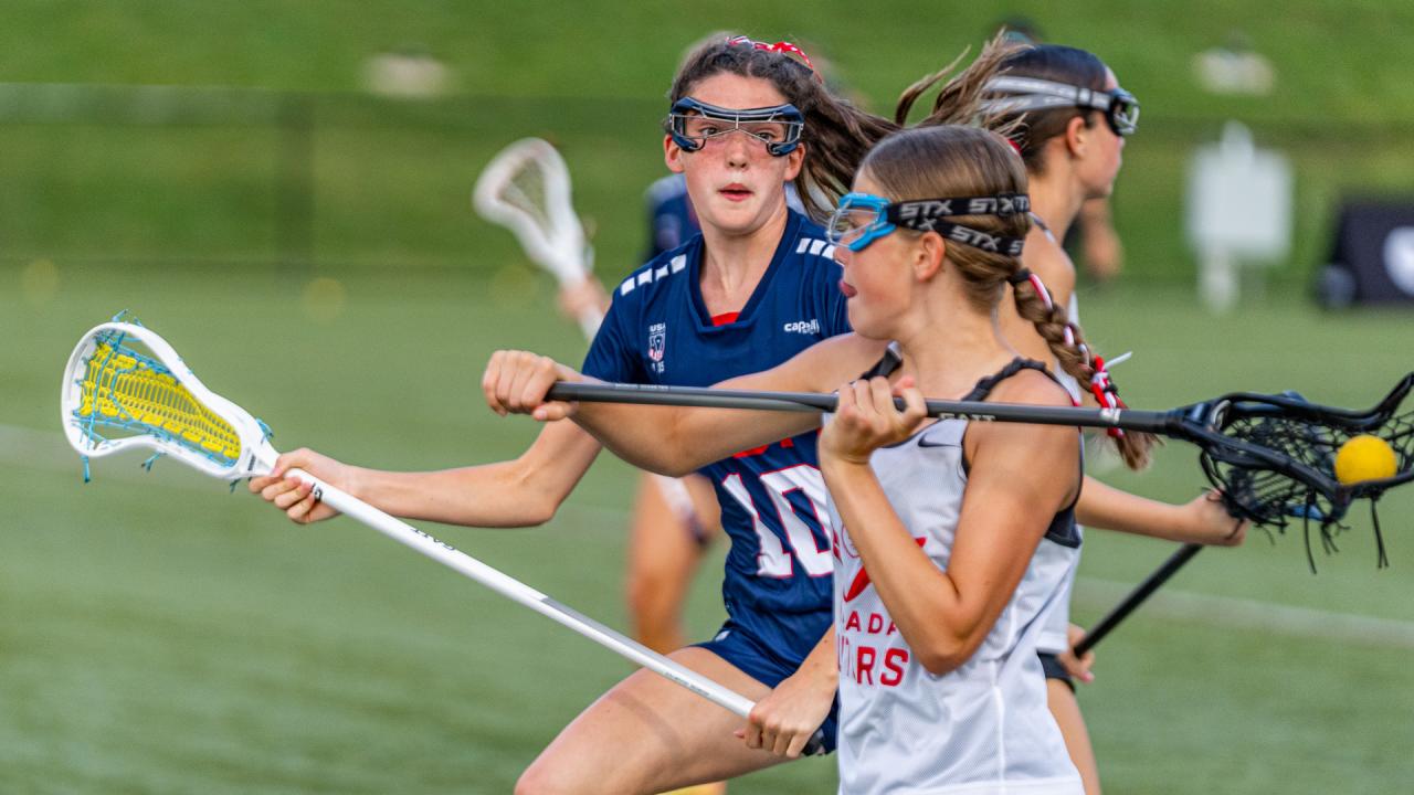 U.S. Girls' U15 National Team athlete Riley Driscoll defends against Team Canada at the 2025 Rivalry Challenge